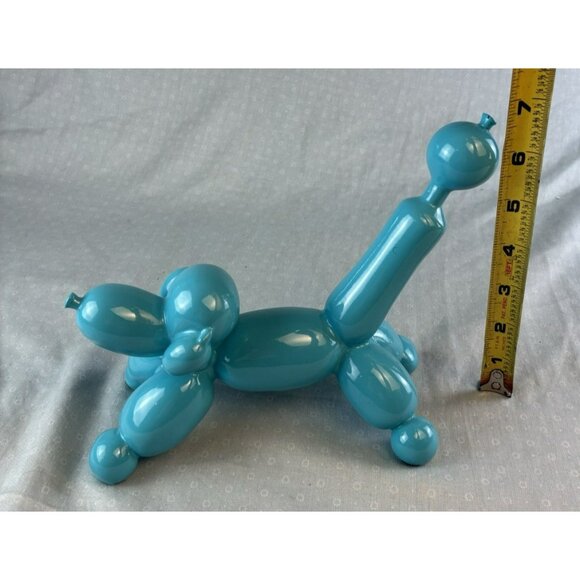 Ceramic Balloon Dog Blue Blue Retro Pop Art Figurine Jeff Koons Style Decor - Picture 2 of 8